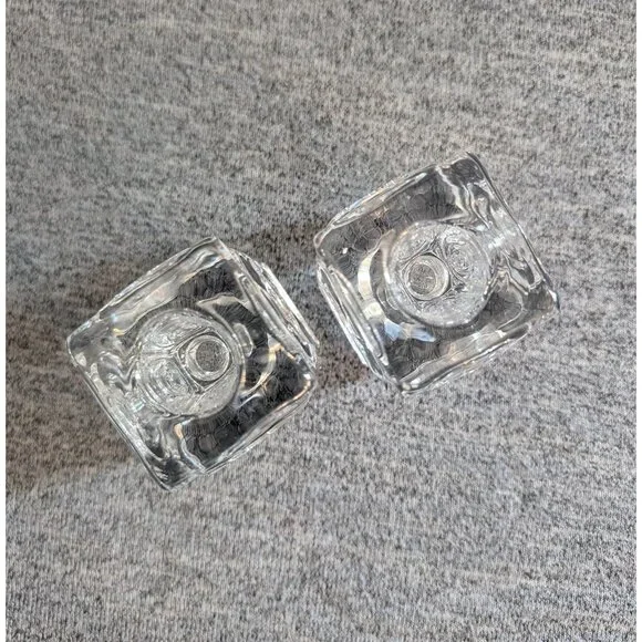 Pair of Riihimäki / Riihimäen "Rengas" Reversible Glass Candle Holders - Picture 3 of 7